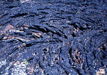 an igenous rock: basaltic lava flow with ropy textured pahoyhoy on surface